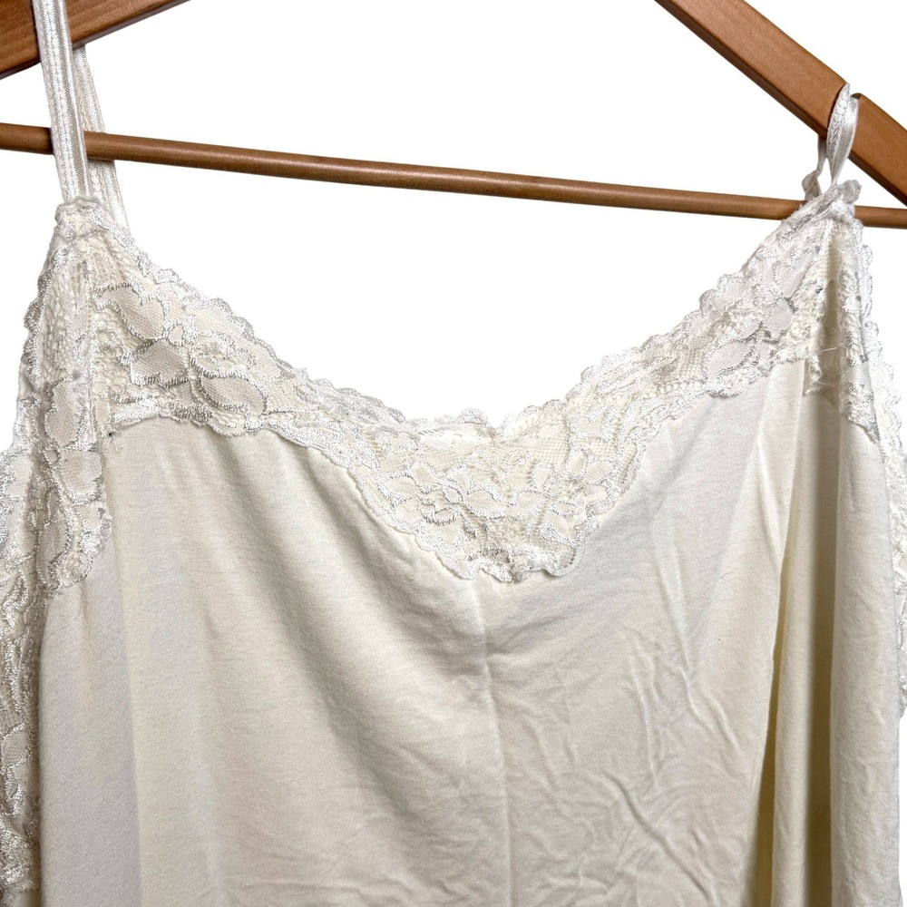 Lace Trim Cami 26/28 Plus Size Ivory Cream Stretch Layering Tank Top Romantic - Picture 2 of 6